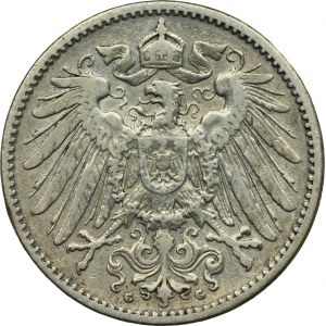 Německo, Německé císařství, Wilhelm II, 1 marka Karlsruhe 1892 G