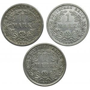 Súprava, Nemecko, Nemecké cisárstvo, Wilhelm II, 1 marka 1896 (3 kusy).