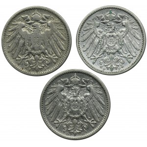 Set, Germany, German Empire, Wilhelm II, 1 Mark 1896 (3 pcs.)