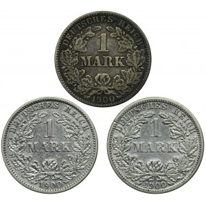Súprava, Nemecko, Nemecké cisárstvo, Wilhelm II, 1 marka 1900 (3 kusy).