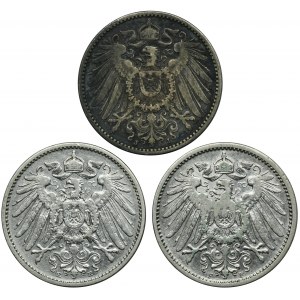 Súprava, Nemecko, Nemecké cisárstvo, Wilhelm II, 1 marka 1900 (3 kusy).