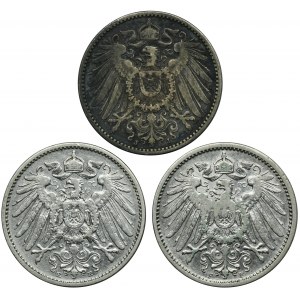 Set, Germany, German Empire, Wilhelm II, 1 Mark 1900 (3 pcs.)