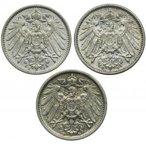 Set, Germany, German Empire, Wilhelm II, 1 Mark 1905 (3 pcs.)