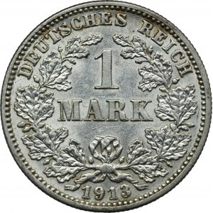 Germany, German Empire, Wilhelm II, 1 Mark Hamburg 1913 J