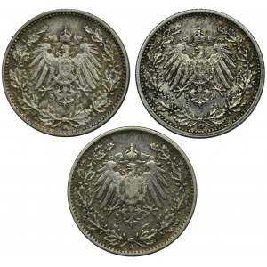 Germany, German Empire, Wilhelm II, 1/2 Mark 1908 (3 pcs.)