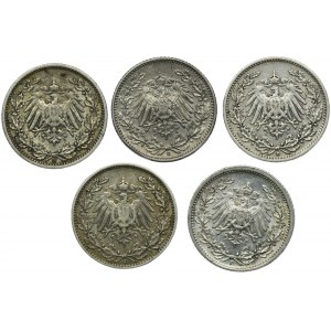 Germany, German Empire, Wilhelm II, 1/2 Mark 1909 (5 pcs.)