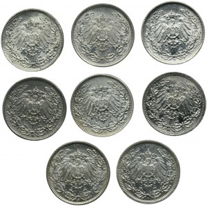 Germany, German Empire, Wilhelm II, 1/2 Mark 1914-1917 (8 pcs.)