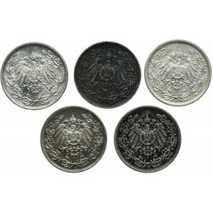 Germany, German Empire, Wilhelm II, 1/2 Mark 1918-1919 (5 pcs.)