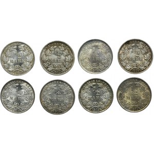 Germany, German Empire, Wilhelm II, 1/2 Mark 1915-1916 (8 pcs.)