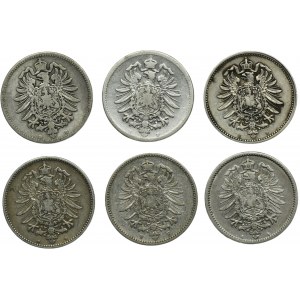 Set, Germany, German Empire, Wilhelm I, 1 Mark 1874 (6 pcs.)