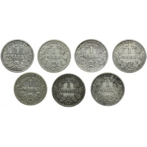 Set, Germany, German Empire, Wilhelm I, 1 Mark 1876 (7 pcs.)