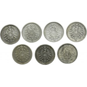 Set, Germany, German Empire, Wilhelm I, 1 Mark 1876 (7 pcs.)