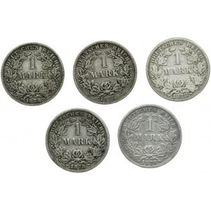 Set, Germany, German Empire, Wilhelm I, 1 Mark 1878 (5 pcs.)