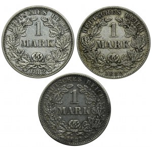 Set, Germany, German Empire, Wilhelm I, 1 Mark 1882 (3 pcs.)