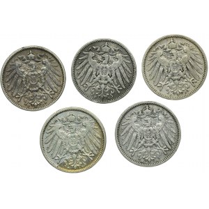 Sada, Nemecko, Nemecké cisárstvo, Wilhelm II, 1 marka 1893 (5 kusov).