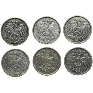 Set, Germany, German Empire, Wilhelm II, 1 Mark 1901 (6 pcs.)