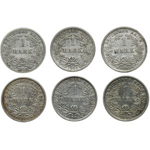 Sada, Nemecko, Nemecké cisárstvo, Wilhelm II, 1 marka 1902 (6 kusov).