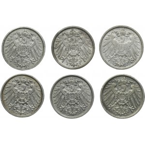 Set, Germany, German Empire, Wilhelm II, 1 Mark 1902 (6 pcs.)