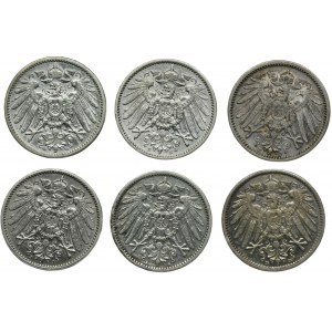 Set, Germany, German Empire, Wilhelm II, 1 Mark 1904 (6 pcs.)