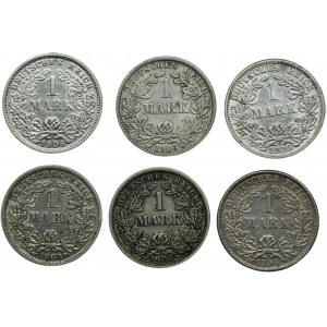 Sada, Nemecko, Nemecké cisárstvo, Wilhelm II, 1 marka 1906 (6 kusov).