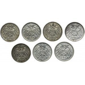 Set, Germany, German Empire, Wilhelm II, 1 Mark 1908-1909 (7 pcs.)