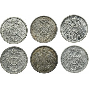 Súprava, Nemecko, Nemecké cisárstvo, Wilhelm II, 1 marka 1910 (6 kusov).