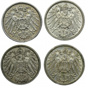 Set, Germany, German Empire, Wilhelm II, 1 Mark 1911 (4 pcs.)