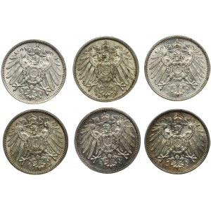 Set, Germany, German Empire, Wilhelm II, 1 Mark 1915 (6 pcs.)