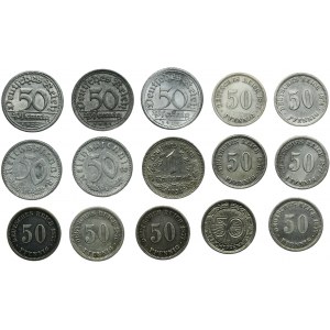 Sada, Nemecko, Nemecké cisárstvo, Wilhelm I a Wilhelm II, 50 fenigov a 1 marka (15 kusov).