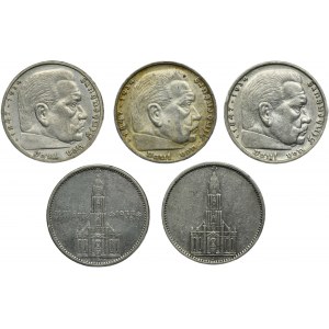 Set, Germany, Third Reich, 5 Marks 1934-1939 (5 ​​pcs.)