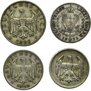 Sada, Nemecko, Nemecké cisárstvo a Pruské kráľovstvo, 1 marka, 2 marky a 1/6 toliara (4 ks).
