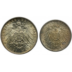 Set, Germany, German Empire, 2 Marks and 3 Marks (2 pcs)