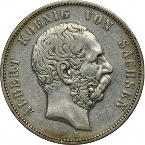 Germany, Saxony, Albert, 5 Mark Dresden 1876 E