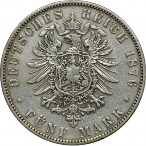 Germany, Saxony, Albert, 5 Mark Dresden 1876 E