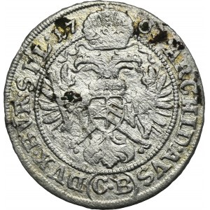 Silesia, Habsburg rule, Leopold I, 3 Kreuzer Brieg 1701 CB - UNLISTED