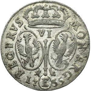 Německo, Pruské království, Fridrich II., šestipence Königsberg 1755 E
