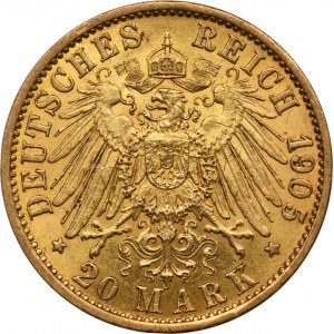 Germany, Kingdom of Prussia, Wilhelm II, 20 Marek Berlin 1905 A