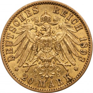 Německo, Pruské království, Vilém II, 20 marek Berlín 1893 A
