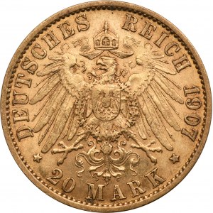 Německo, Pruské království, Vilém II, 20 marek Berlín 1907 A
