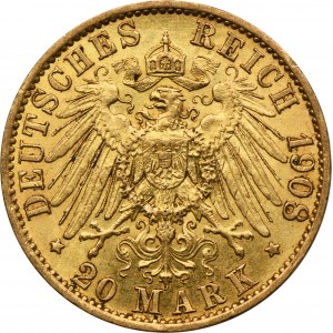 Německo, Pruské království, Vilém II, 20 marek Berlín 1908 A