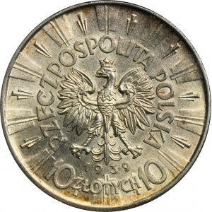 Piłsudski, 10 złotych 1939 - GCN I-/II+