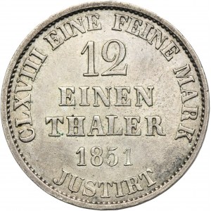 Německo, Hannoverské království, Ernest August, 1/12 Thaler Hannover 1851 B