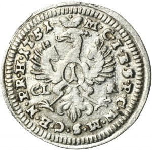 Německo, Brandenburg-Bayreuth, Frederick II, 1 Krajcar Bayreuth 1751 CLR