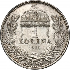 Maďarsko, František Jozef I., 1 koruna Kremnica 1914 KB