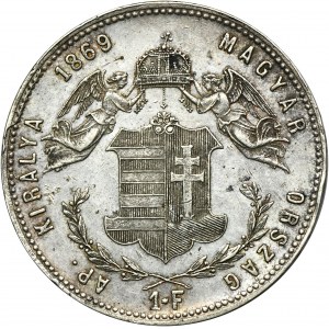 Maďarsko, František Josef I., 1 forint Kremnica 1869 KB