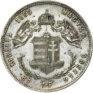 Maďarsko, František Jozef I., 1 forint Kremnica 1869 KB