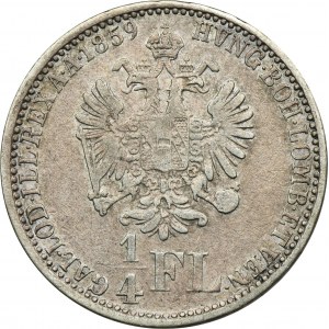 Austria, Franz Joseph I, 1/4 Florin Karlsburg 1859 E - RARE