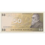 Lithuania, 50 Litu 1991 - AA 0000017 - LOW SERIAL NUMBER