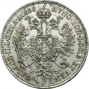 Austria, Franz Joseph I, 1/4 Florin Wien 1858 A - RARE