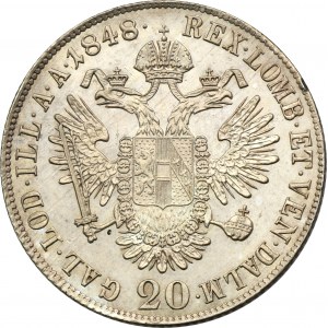 Rakúsko, Ferdinand I., 20 Krajcars Praha 1848 C